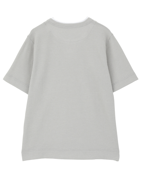 リンクスストライプ フェイクレイヤードキーネックTシャツ 詳細画像 ライトグレー 23