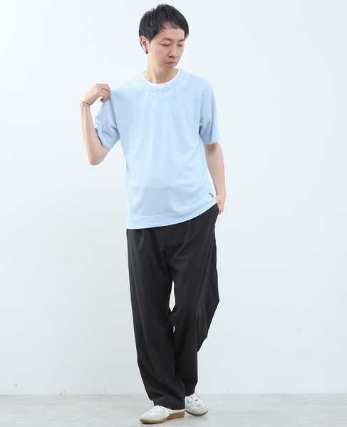 リンクスストライプ フェイクレイヤードキーネックTシャツ 詳細画像 ブルー 6