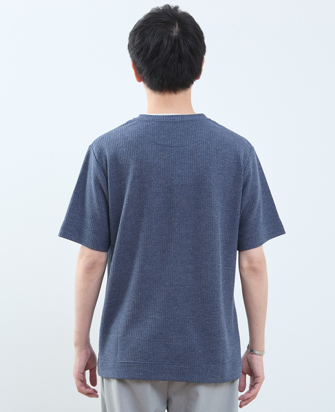 リンクスストライプ フェイクレイヤードキーネックTシャツ 詳細画像 ネイビー 6