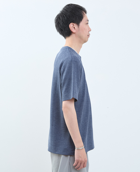 リンクスストライプ フェイクレイヤードキーネックTシャツ 詳細画像 ネイビー 7