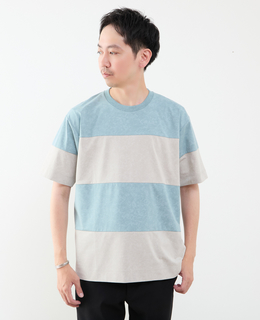 ムラプリントブロッキングボーダーTシャツ