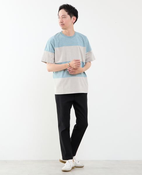 ムラプリントブロッキングボーダーTシャツ 詳細画像 ブルーグリーン 12