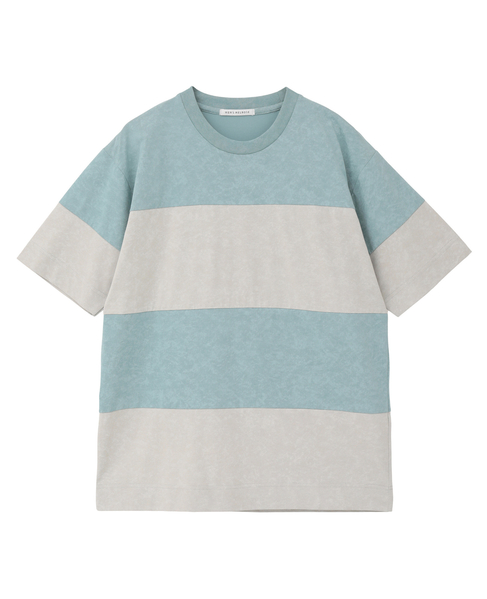ムラプリントブロッキングボーダーTシャツ 詳細画像 ブルーグリーン 14