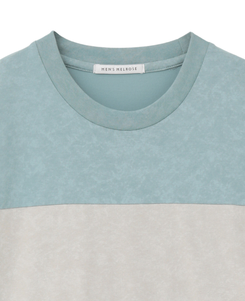 ムラプリントブロッキングボーダーTシャツ 詳細画像 ブルーグリーン 16