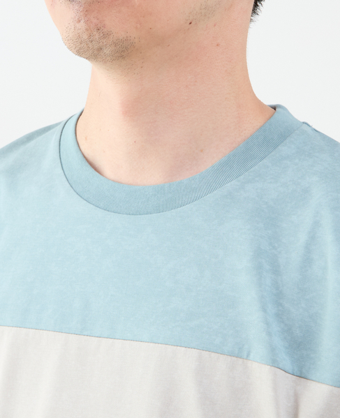 ムラプリントブロッキングボーダーTシャツ 詳細画像 ブルーグリーン 6
