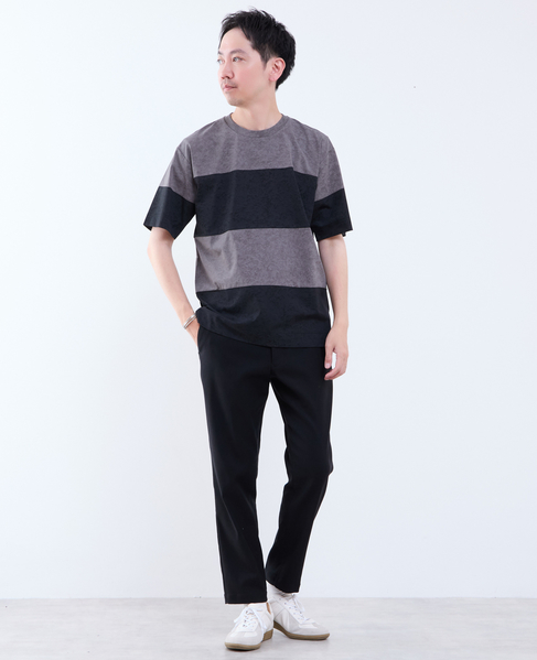 ムラプリントブロッキングボーダーTシャツ 詳細画像 チャコールグレー 4