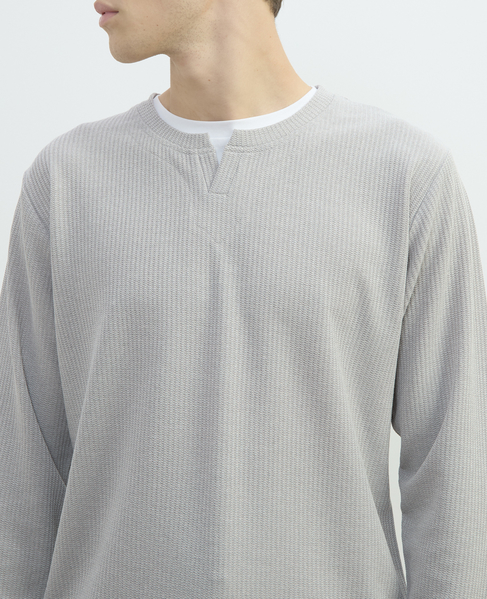 リンクスストライプカノコ キーネックTシャツ 詳細画像 グレー 7