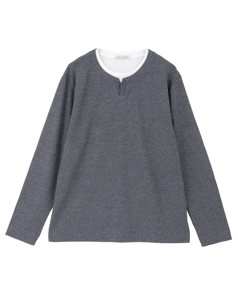 リンクスストライプカノコ キーネックTシャツ 詳細画像 ネイビー 10