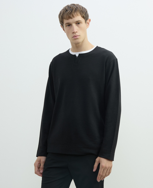 リンクスストライプカノコ キーネックTシャツ 詳細画像 ブラック 3