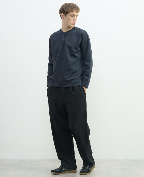 接結モクロディヘンリーネックTシャツ 詳細画像 ネイビー 5