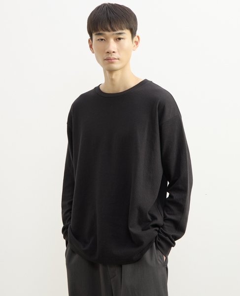 【1978 MEN'S MELROSE】ハイブリットコットン度甘接結ロングスリーブTシャツ 詳細画像 ブラック 6