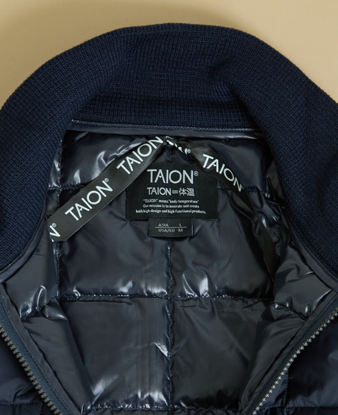 【TAION/タイオン】ベーシック ハイネックWジップ ニットスリーブダウンジャケット 詳細画像 ダークネイビー 3