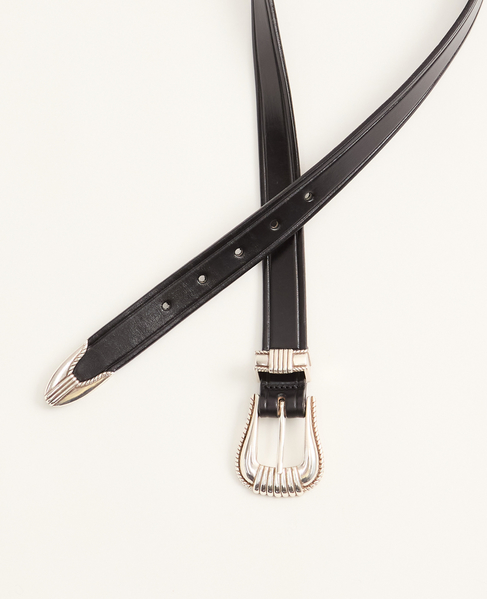 【TORY LEATHER/トリーレザー】1inch 3-PIECE SILVER BUCKLE BELTS 詳細画像 ブラック 2