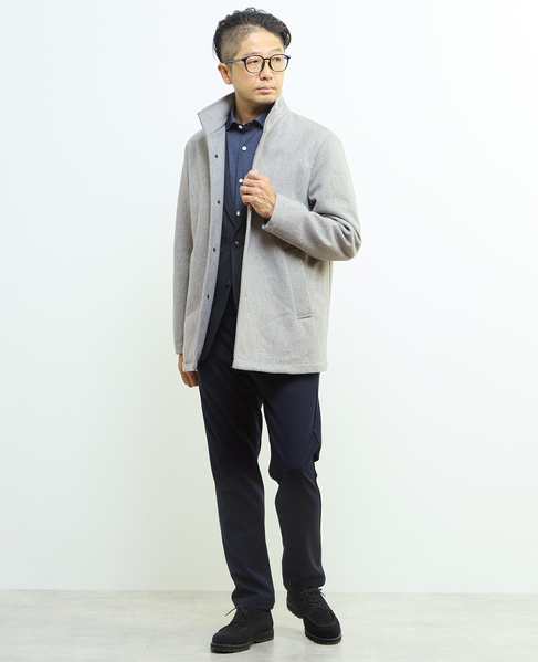 《WEB限定》【全6サイズ展開】ウォームハイストレッチ ジャストテーパードパンツ | 裏起毛 詳細画像 ネイビー 9