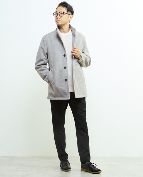 《WEB限定》【全6サイズ展開】ウォームハイストレッチ ジャストテーパードパンツ | 裏起毛 詳細画像 ブラック 10