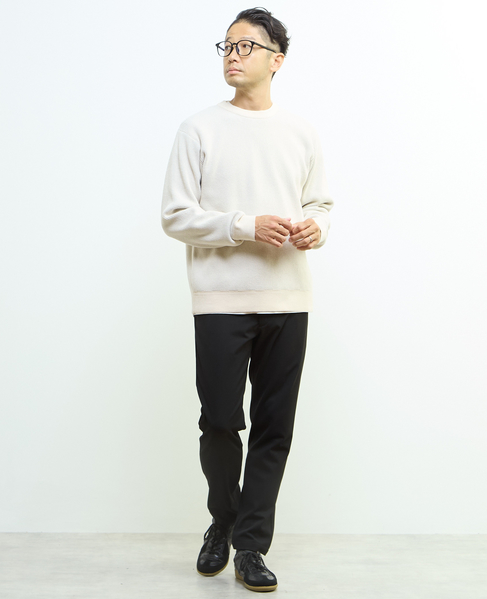 《WEB限定》【全6サイズ展開】ウォームハイストレッチ ジャストテーパードパンツ | 裏起毛 詳細画像 ブラック 7