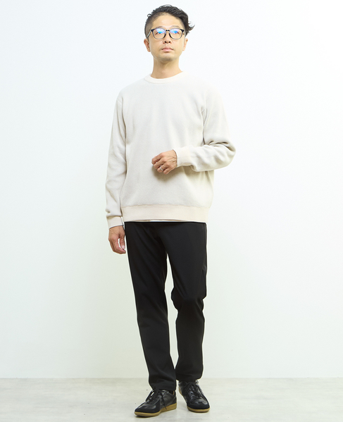 《WEB限定》【全6サイズ展開】ウォームハイストレッチ ジャストテーパードパンツ | 裏起毛 詳細画像 ブラック 8
