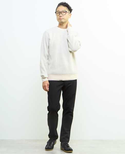 《WEB限定》【全6サイズ展開】ウォームハイストレッチ ジャストテーパードパンツ | 裏起毛 詳細画像 ブラック 9