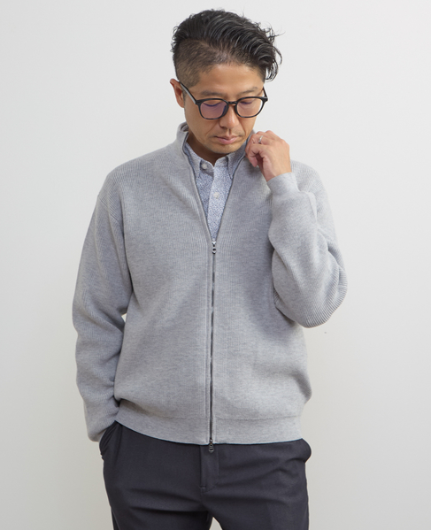《WEB限定》ウールブレンド畦編みドライバーズニット | ウォッシャブル 詳細画像 ライトグレー 5