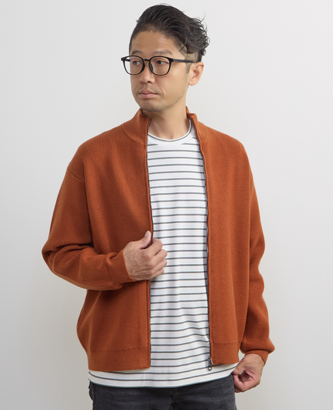 《WEB限定》ウールブレンド畦編みドライバーズニット | ウォッシャブル 詳細画像 オレンジ 4