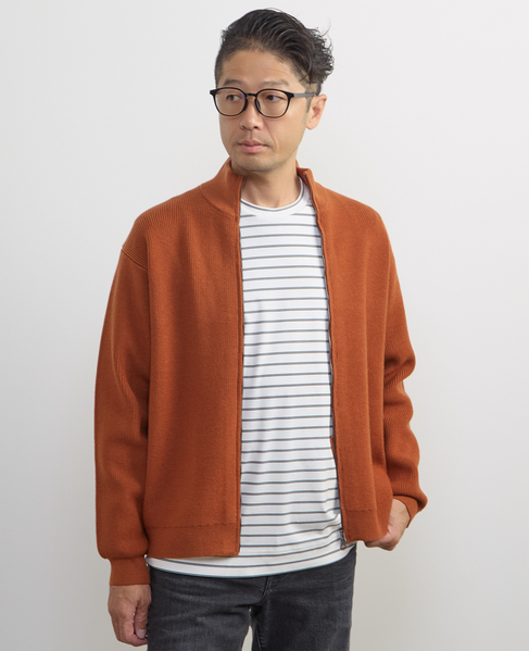 《WEB限定》ウールブレンド畦編みドライバーズニット | ウォッシャブル 詳細画像 オレンジ 5