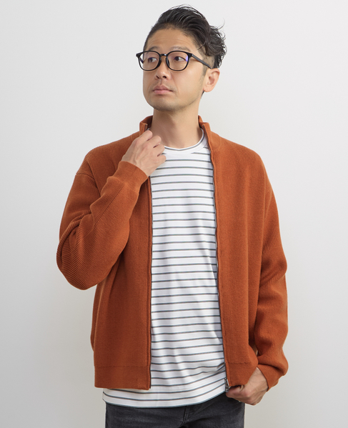 《WEB限定》ウールブレンド畦編みドライバーズニット | ウォッシャブル 詳細画像 オレンジ 6