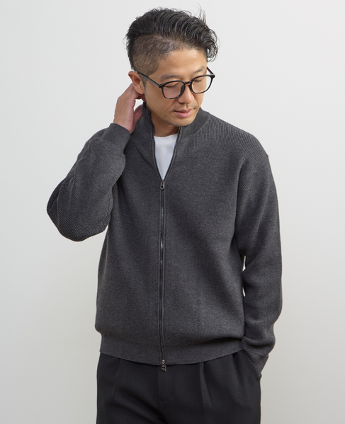 《WEB限定》ウールブレンド畦編みドライバーズニット | ウォッシャブル 詳細画像 チャコールグレー 6