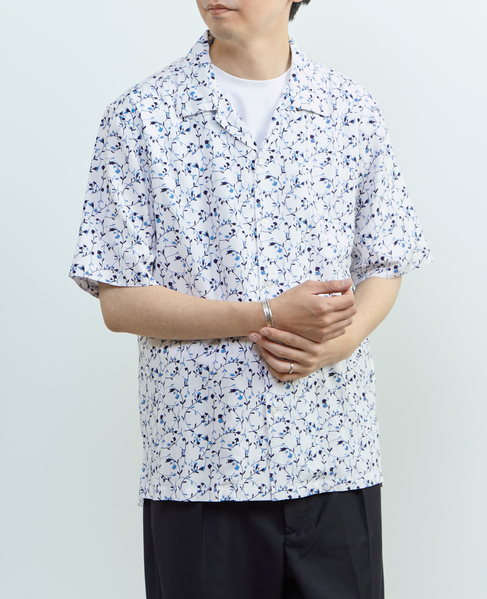 【MASTER FRAME/マスターフレーム】ウォシャブルレーヨンプリント 半袖オープンカラーシャツ 詳細画像 ホワイト 12