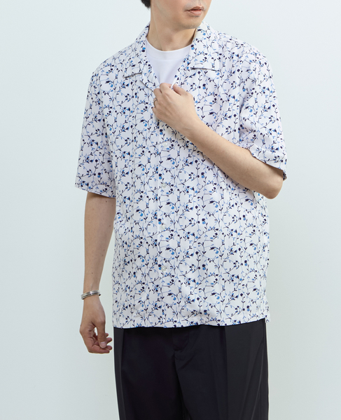 【MASTER FRAME/マスターフレーム】ウォシャブルレーヨンプリント 半袖オープンカラーシャツ 詳細画像 ホワイト 13