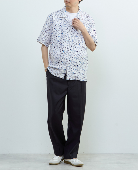 【MASTER FRAME/マスターフレーム】ウォシャブルレーヨンプリント 半袖オープンカラーシャツ 詳細画像 ホワイト 14