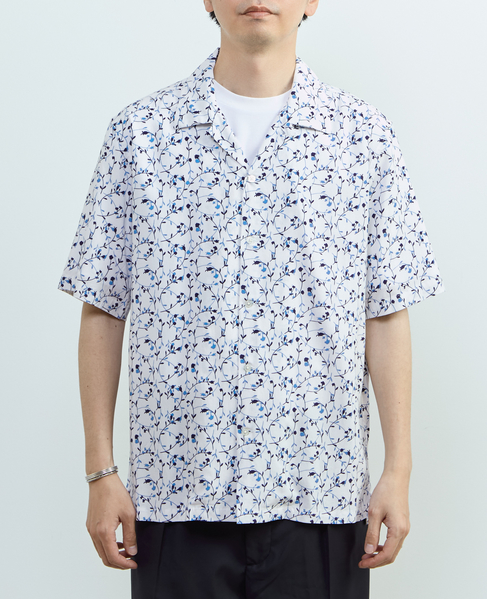 【MASTER FRAME/マスターフレーム】ウォシャブルレーヨンプリント 半袖オープンカラーシャツ 詳細画像 ホワイト 2