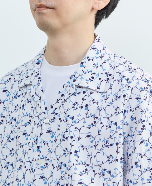 【MASTER FRAME/マスターフレーム】ウォシャブルレーヨンプリント 半袖オープンカラーシャツ 詳細画像 ホワイト 6