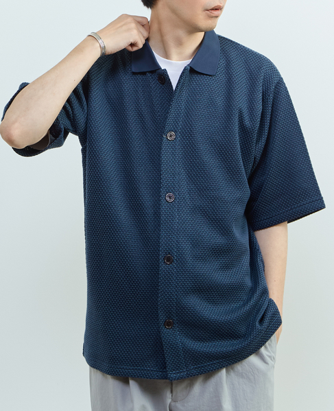 【MASTER FRAME/マスターフレーム】ハニカムポロカラーシャツ 詳細画像 ダークグリーン 1