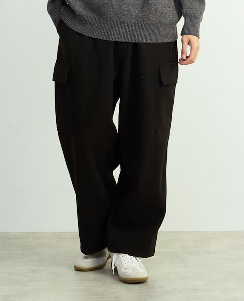【MASTER FRAME/マスターフレーム】ジャージメルトンイージーカーゴパンツ 詳細画像 ブラック 1