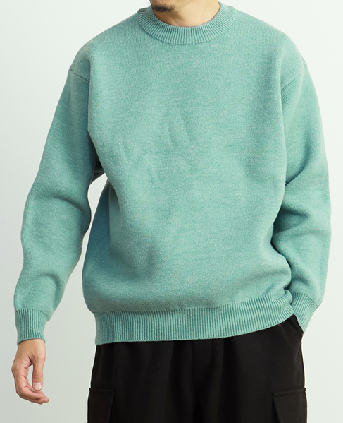 【MASTER FRAME/マスターフレーム】ウールライクWフェイスクルーネックセーター 詳細画像 ミント 1