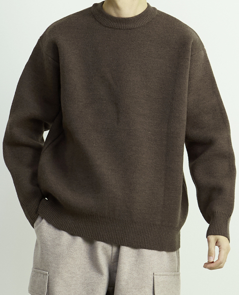 【MASTER FRAME/マスターフレーム】ウールライクWフェイスクルーネックセーター 詳細画像 ダークブラウン 1