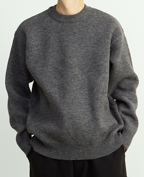 【MASTER FRAME/マスターフレーム】ウールライクWフェイスクルーネックセーター 詳細画像 チャコールグレー 1