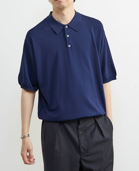 【MASTER FRAME/マスターフレーム】ハイツイストニットポロシャツ 詳細画像 ネイビー 13