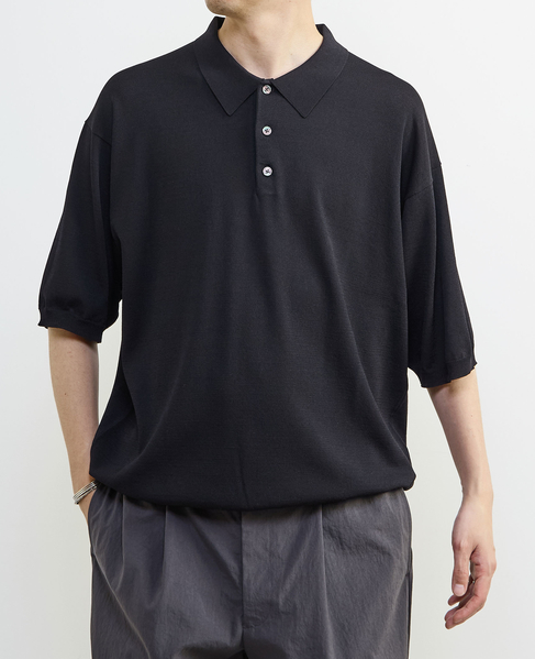 【MASTER FRAME/マスターフレーム】ハイツイストニットポロシャツ 詳細画像 ブラック 1