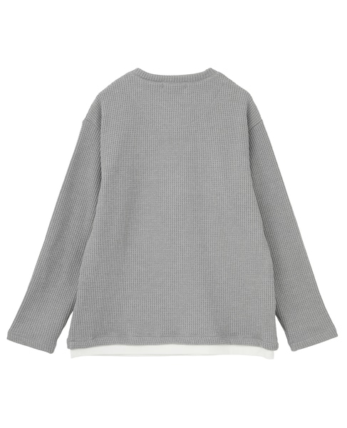 【MASTER FRAME/マスターフレーム】裏起毛ワッフルフェイクレイヤード 長袖ＶネックTシャツ 詳細画像 ライトグレー 29