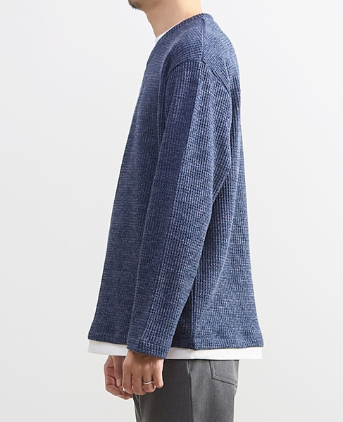 【MASTER FRAME/マスターフレーム】裏起毛ワッフルフェイクレイヤード 長袖ＶネックTシャツ 詳細画像 ライトグレー 3