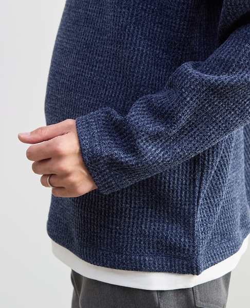 【MASTER FRAME/マスターフレーム】裏起毛ワッフルフェイクレイヤード 長袖ＶネックTシャツ 詳細画像 ライトグレー 7