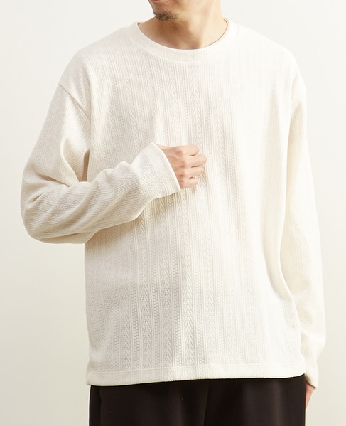 【MASTER FRAME/マスターフレーム】モール編みフェイクレイヤードカットソー 詳細画像 アイボリー 14