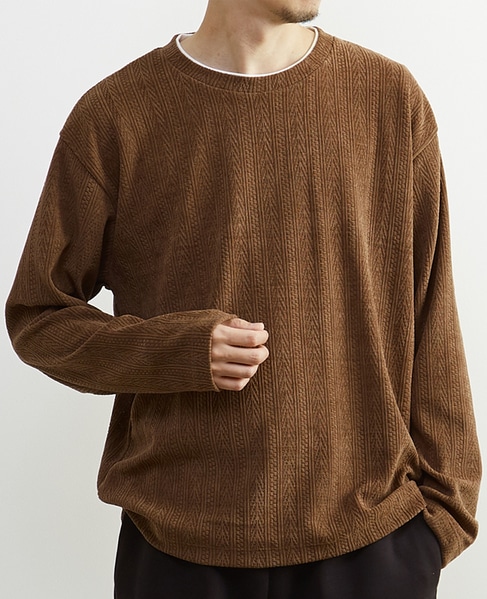 【MASTER FRAME/マスターフレーム】モール編みフェイクレイヤードカットソー 詳細画像 アイボリー 18