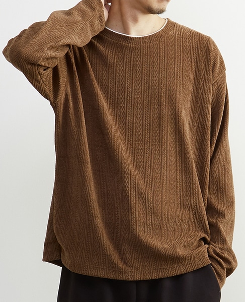 【MASTER FRAME/マスターフレーム】モール編みフェイクレイヤードカットソー 詳細画像 アイボリー 19