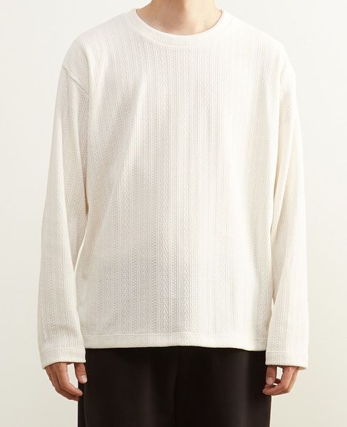 【MASTER FRAME/マスターフレーム】モール編みフェイクレイヤードカットソー 詳細画像 アイボリー 2