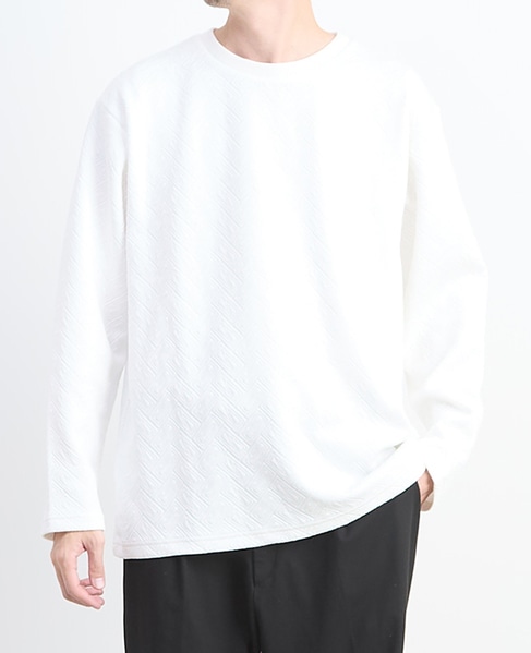 【MASTER FRAME/マスターフレーム】ブリスタージャガード 長袖クルーネックTシャツ 詳細画像 ホワイト 1