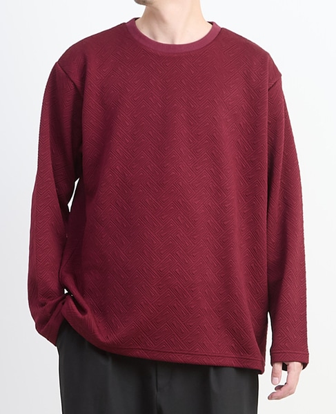 【MASTER FRAME/マスターフレーム】ブリスタージャガード 長袖クルーネックTシャツ 詳細画像 ボルドー 1