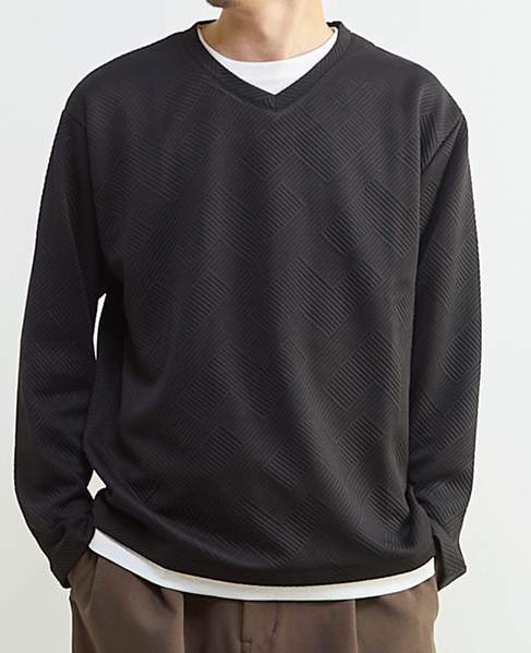 【MASTER FRAME/マスターフレーム】ブリスタージャガード長袖フェイクレイヤードTシャツ 詳細画像 ホワイト 14