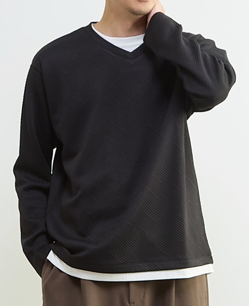 【MASTER FRAME/マスターフレーム】ブリスタージャガード長袖フェイクレイヤードTシャツ 詳細画像 ホワイト 15